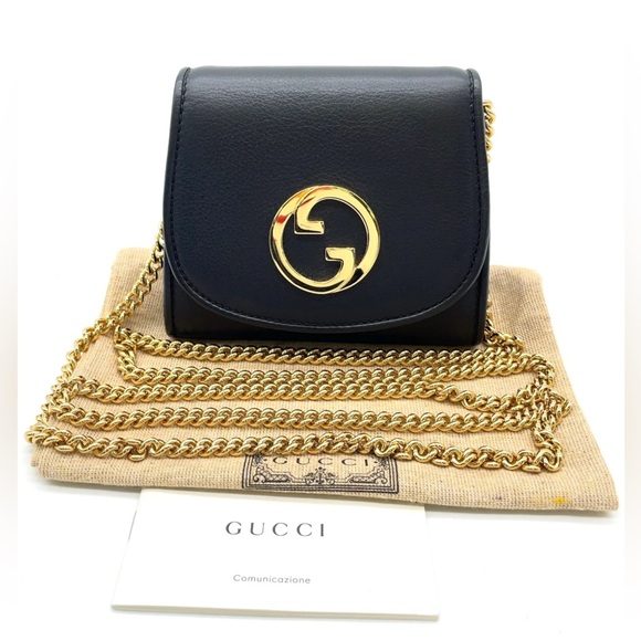 Gucci Handbags - Auth Gucci Interlocking G Blondie Black Leather Chain Wallet & Dust bag